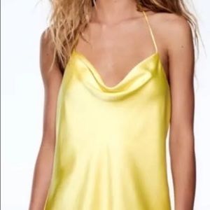 Brand new Zara mini dress. Silky bright yellow never worn